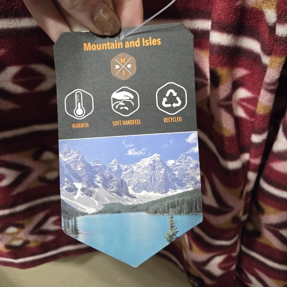 Mountain And Isles Mock Neck Aztec Long Sleeve Fleece Pullover Top NWT - Picture 4 of 7